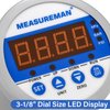 MEASUREMAN 3-1/8" Dial Size Stainless Steel Industrial Digital Pressure Control, Pressure Switch, 1/4" NPT Lower Mount, -15-0psi Vacuum, 110VAC, 0.5% Accuracy, LED Display