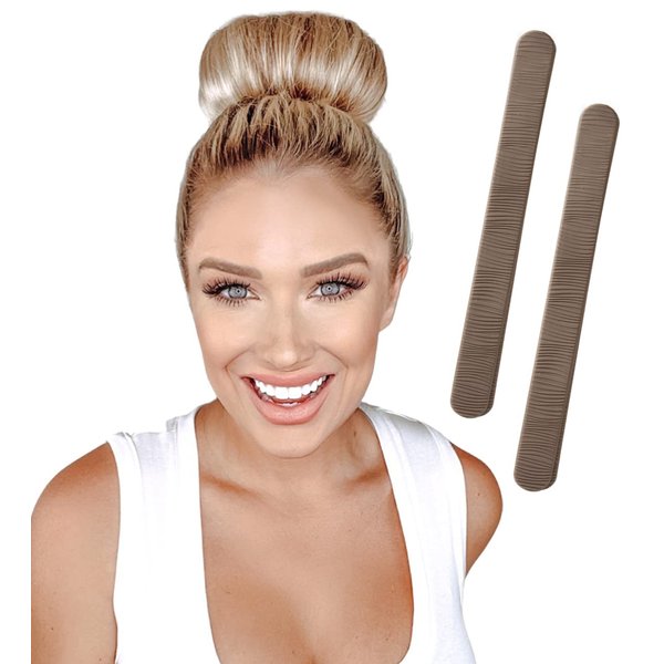 PONY-O Ponytail Holder BUN BARZ – 2 Pack Original Patented No Damage Donut Hair Bun Maker – Hair Bun Alternative Pony Tail Accessory for Easy Hair Styling, Ballet Buns – Light Brown