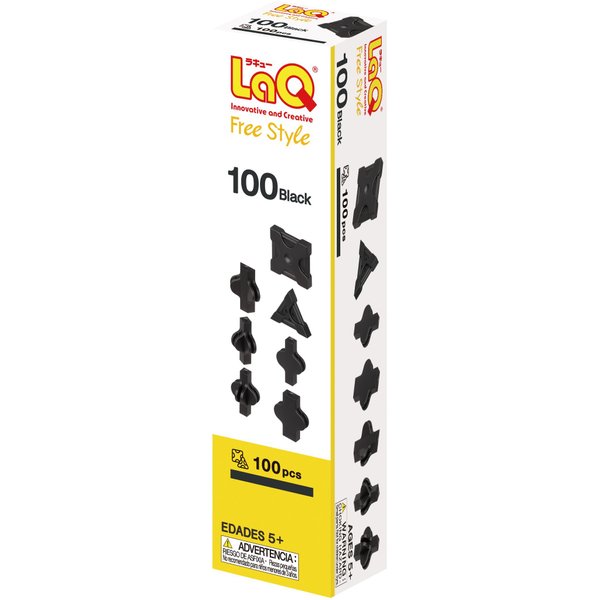 LaQ Free Style 100 Black | 100 Pieces | Age 5+ | Creative, Educational Construction Toy Block | Made in Japan