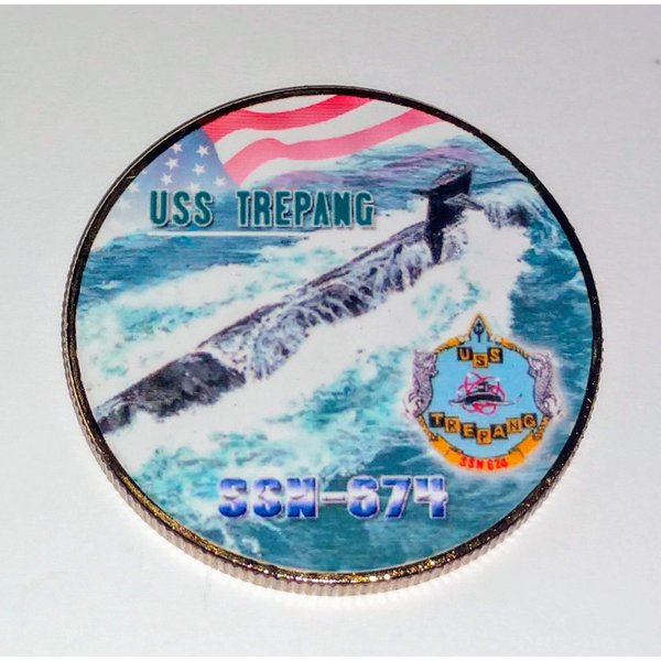 Navy USS Trepang Submarine Colorized Challenge Art Coin