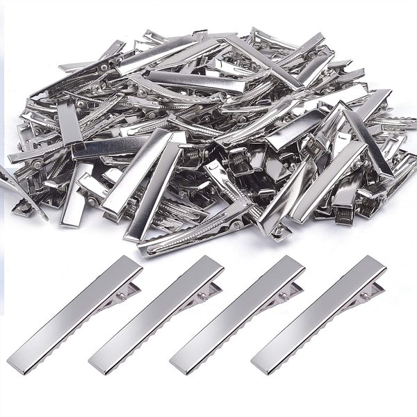 BronaGrand 100 Pieces 1.6inch Alligator Hair Clip Flat Top with Teeth for Arts & Crafts Projects, Hair Care