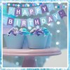 Fanfanwin 5 Pcs Snowflake Happy Birthday Banner Blue Snowflake Banner with Felt Snowflake Castle Decorations Winter Holiday Party Decorations Holiday Banner for Birthday Party Christmas