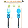 Construction Toddler Utensils - Toddler Forks and Spoons - Toddler Spoon and Fork Set - for Toddler Utensils - Baby Utensils - Portable Utensil Set for 1 2 3 4 5 years old - Blue