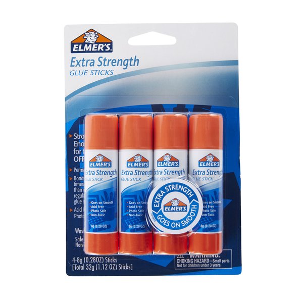 Elmer's Extra Strength Glue Sticks, Washable, 8 Grams, 4 Count