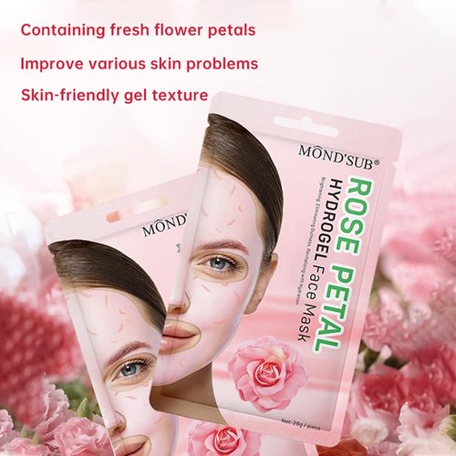 12-Pack Hydrogel Collagen Mask for Face, Instant Brightening Hydrating Face Mask Sheet Mask for Firming, Elasticity Improvement with Rose Petal