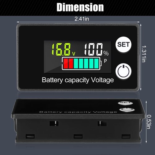 Kingdder 4 Pack Digital Battery Monitor for Golf Cart 8-100v, 12v 24v 36v 48v 60v 72v, LCD Display with Capacity Alarm & Temperature Sensor for Marine Boat/Car/Motorcycle Lithium Lead Acid Batteries