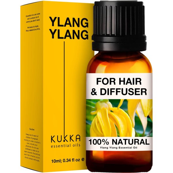 Kukka Ylang-Ylang Essential Oil for Diffuser- 100% Natural Therapeutic Grade Ylang Ylang Essential Oil for Skin - Ylang Ylang Oil for Hair Growth & Aromatherapy (0.34 fl Oz)