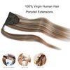 Ugrace Hair Blonde Ponytail Extension Human Hair Ponytail For Women Clip In Ponytail Hair Extensions Wrap Around Long Ponytail Remy Straight One Piece Hairpiece Hair(22 inch, Highlight P10/613)
