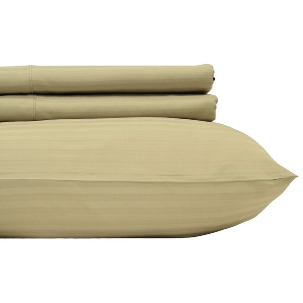 Royal Hotel Bedding Striped Tan 300-Thread-Count 2pc / Pair King Size 20" x 40" Pillowcases 100-Percent Cotton, Sateen, Pillow Cases