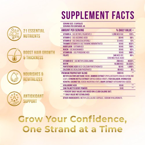 Vitamo Hair Growth Vitamins for Women - Postpartum Biotin & Collagen Supplement - Premium Hair Loss Treatment - Fast Regrowth for Hair Skin and Nails - Accelerate Thickness + Volume | 90 Count