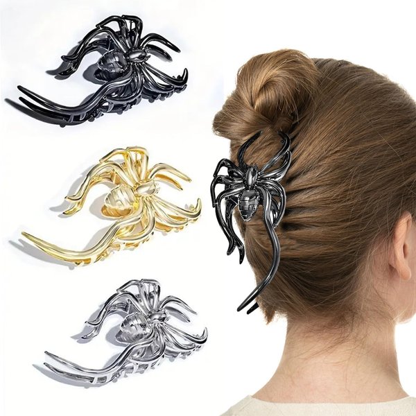 Halloween Metal Hair Claw Clips Spider Jumbo Hair Clip Goth Metal Claw Clips for Women Hair Accessories Non Slips Jaw Clips for Thick or Thin Hairs 3Pcs