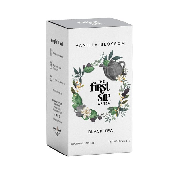 Vanilla Blossom Black Tea, Tea Bags, Rose, Orange & Vanilla, High Caffeine, Perfect Iced & Hot Tea - 16 Cups | The Spice Hut, First Sip of Tea