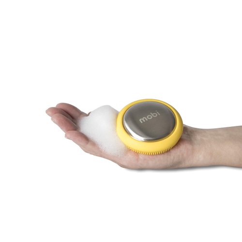 Mobi Odor Remover Steel Soap Bar and Vegetable Brush, Yellow