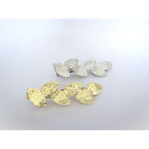 Generic Shiny gold or silver metal leaf leaves alligator hair clip for fine thin hair (Primary color: Silver)