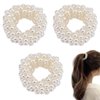 FAFAHOUSE 3 Pcs Pearl Hair Bands for Women Girls, Pearl Bead Elastic Band Pearl Hair Elastic Pearl Hair Bands for Women Ponytail Holder
