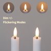 Mavandes Flameless Taper Candles with Remote Timer,White LED Battery Operated Flickering Pack of 4 Window Candles,Real Wax Warm Fire 3D-Wick Flameless Candlesticks,Wedding Home Decor(0.78” x 9.64”)