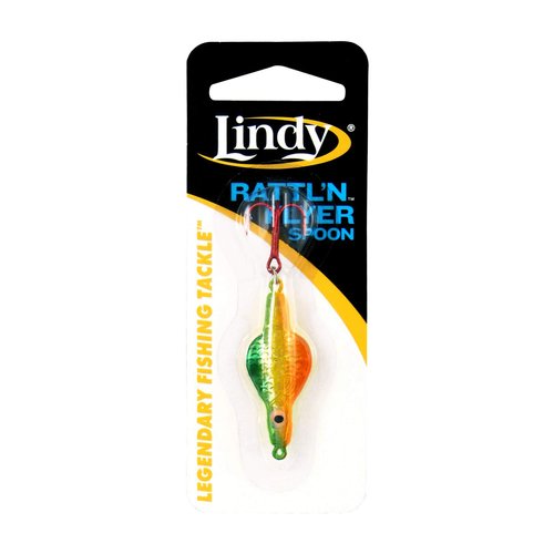 Lindy Rattl'N Flyer Spoon Hybrid Ice Fishing Lure Jigging Spoon, Fire Tiger, 1/8 oz