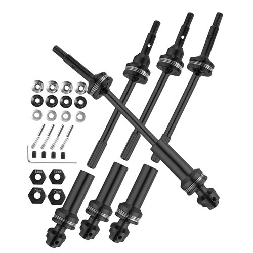 Rcarmumb RC Upgrades Part Drive Shaft CVD for 1/10 Slash VXL 4x4 4wd,Stampede VXL 4x4 4wd,Rustler VXL 4x4 4wd,4PCS Front Rear Stainless Steel #45 Driveshaft Axles with Hex,Black