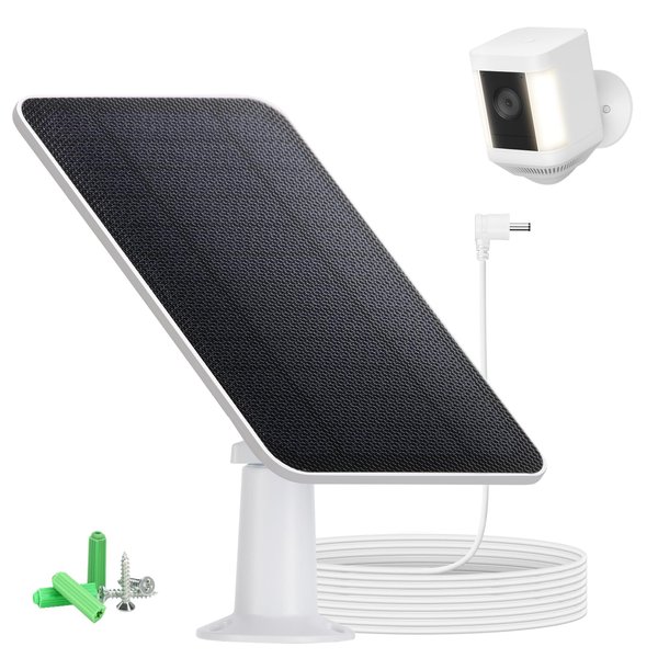 Solar Panel Charger Compatible with Ring Spotlight Camera and Stick Up Cam Battery, 5V 4W Solar Panel for Ring Camera with 13Ft/4M Cable Power Ring Surveillance Cam Continuously, IP67 (1 Pack)