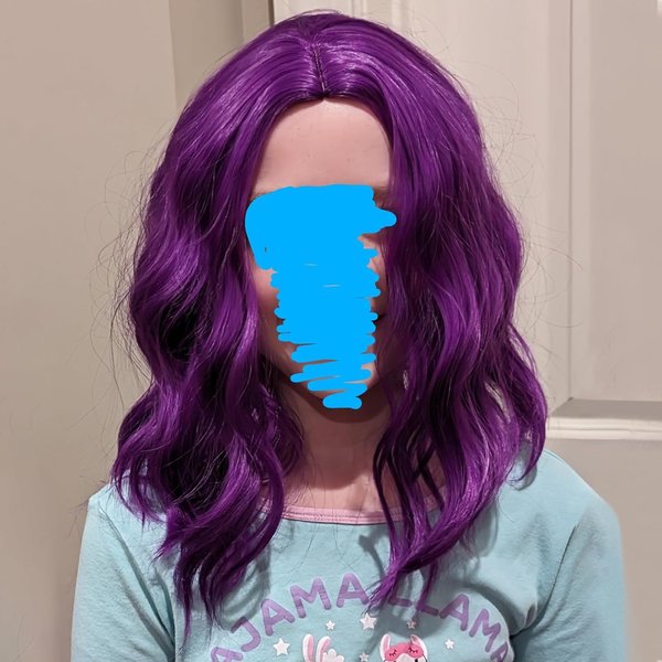Edivd Dark Purple Wig for Girls Short Purple Side Part Wig for Kids Short Purple Curly Wavy Wig for Child Heat Resistant Synthetic Wig with Wig Cap