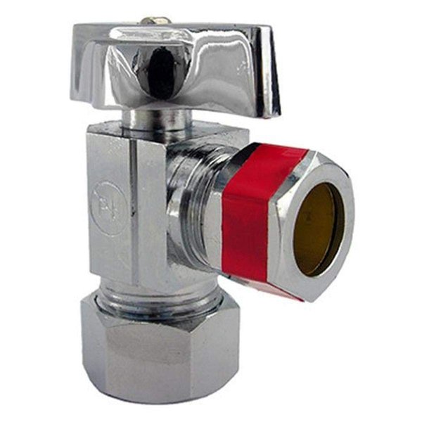 LASCO 06-9213 Angle Stop Quarter Turn Ball Valves, 5/8-Inch Compression Inlet X 1/2-Inch Compression Outlet, Chrome