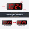 LED Digital Wall Clock with Large Display, Big Digits, Auto-Brightness, 12/24Hr Format, Modern Electric Small Silent Wall Clock for Living Room, Bedroom, Classroom, Farmhouse, Kitchen, Office - Red