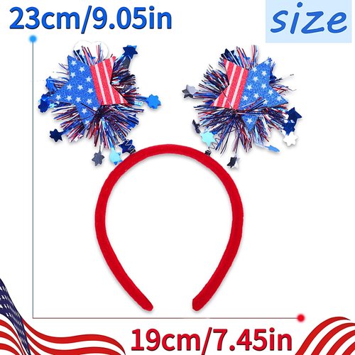 4th of July Headband Independence Day Hair Bands Glittery Star Hair Hoop USA Flag Stars Design Patriotic Decorations Red White Blue Hair Accessories for Fourth of July Parades Party Favors 1PCS