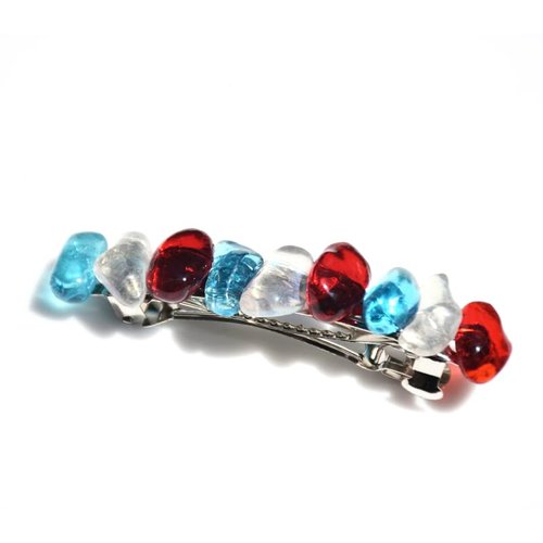 Red, White and Blue Stone 60 MM French Barrette Hair Clip