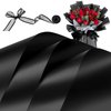 ZORRITA 20 Sheets Flower Bouquet Wrapping Paper, Waterproof Floral Wrapping Paper with Ribbons for Florist Supplies, 22.8 x 22.8 inch (Black)
