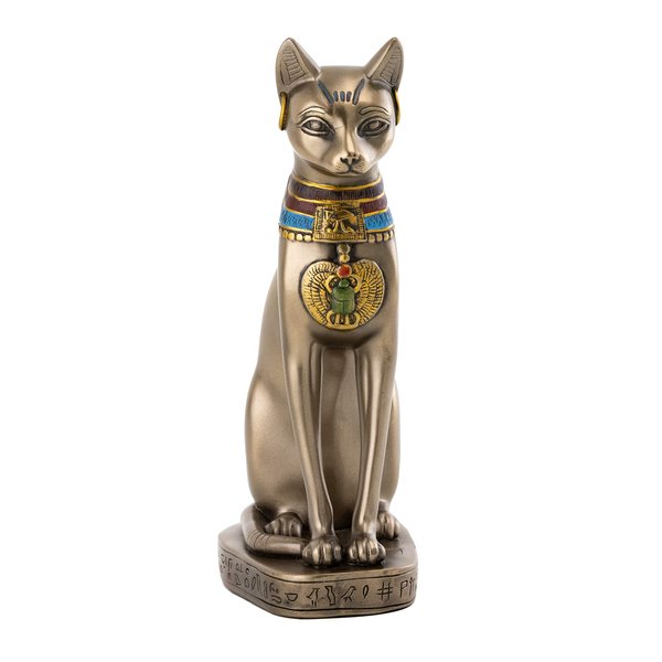 Top Collection Goddess Bastet Statue - Ancient Egyptian Goddess of Protection Sculpture in Premium Cold Cast Bronze - 8-Inch Collectible Fertility Cat Figurine