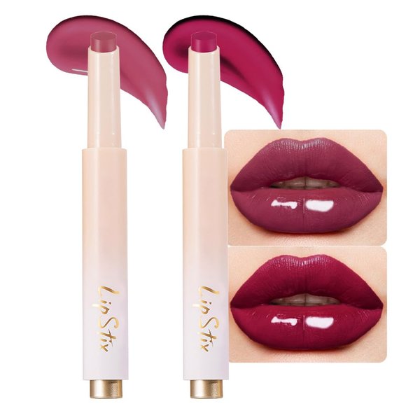 Kaely 2Pcs Black Cherry Berry Moisturizing Lipstick Glossy Tinted Lip Balm,Long Lasting Non-Stick Lip Gloss Cute Makeup,Lip Tint Stain Glow Korean,High-gloss for Plumper Looking Lips,06+07