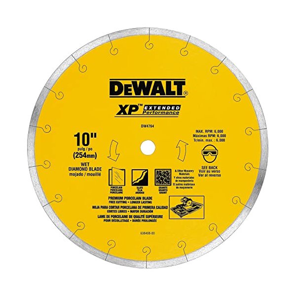 DEWALT Diamond Blade for Tile, Wet Cutting, 10-Inch x .060-Inch (DW4764)