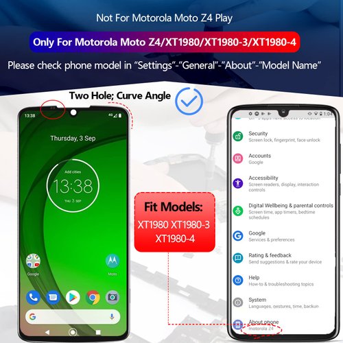 YWLRONG LCD for OLED Motorola Moto Z4 Screen Replacement LCD Display Touch Digitizer Screen Assembly for Motorola Moto Z4 XT1980 XT1980-3 XT1980-4 LCD Display with Tools(Support Fingerprint Sensor)