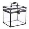 Noverlife Portable Cosmetics & Toiletry Organizer Box, 8x7x7.5inch Clear Crown Box Train Case with Latches & Handle Travel Makeup Tools Storage Organizer, Makeup Tools Box Bathroom Accessories Case