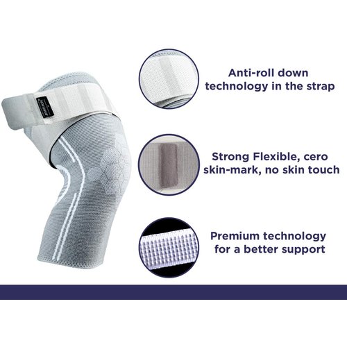 ArthritisHope Knee Compression Sleeve made from Bamboo Rayon Fabric (5XL) for Knee Pain with Strap, Running, Weightlifting, Arthritis, Sports, Gym, ACL (Men and Women)