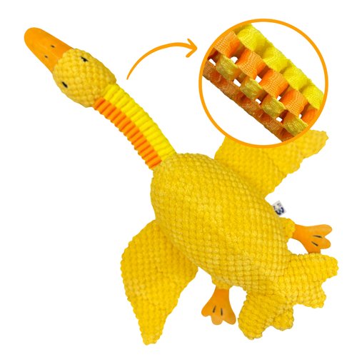 Pawty Dog Toys - Duck Neck Feeder Dog Toy - Hide and Sniff Treats in Neck - Goose Plush Snuffle Toy with Squeaker - Small to Medium Dog - Durable Tug of War - Puppy Chew Toy for Teething/Stimulation
