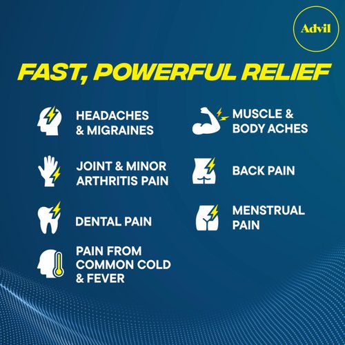 Advil Pain Reliever and Fever Reducer, Pain Relief Medicine with Ibuprofen 200mg for Headache, Backache, Menstrual Pain and Joint Pain Relief - 50x2 Coated Tablets