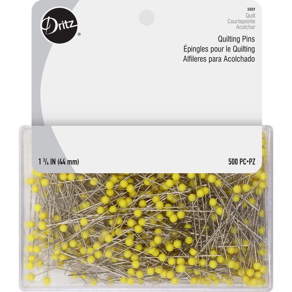 Dritz 3009 Quilting Pins, 1-3/4-Inch, Yellow (500-Count)