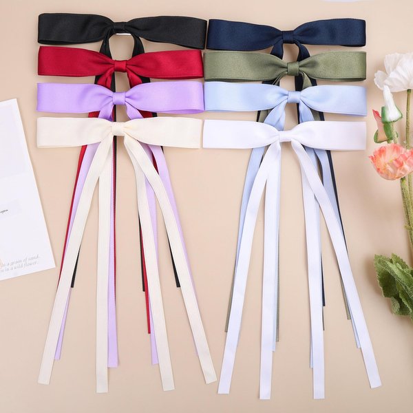 MRJ 8 Pcs Hair Bows for Women Hair Ribbon with Long Tail Bowknot Hair Barrettes with Bow Accessories Hair Clips for Girls