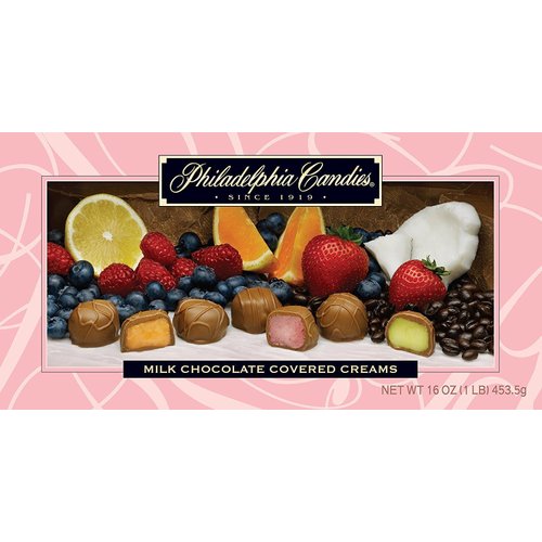 Philadelphia Candies Milk Chocolate Covered Assorted Creams (Soft Center Chocolates), 1 Pound Gift Box