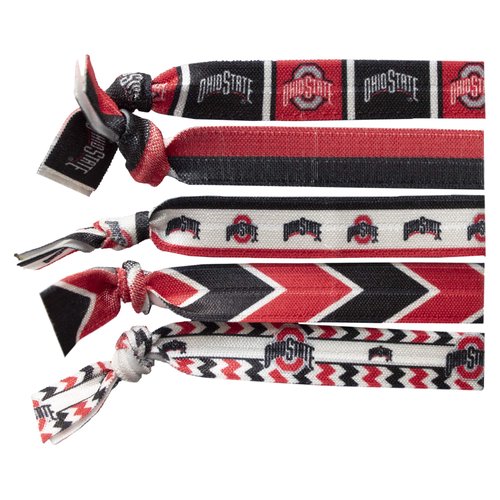Littlearth womens NCAA Ohio State Buckeyes Knotted Hair Tie Set, Team Color, Set of 5