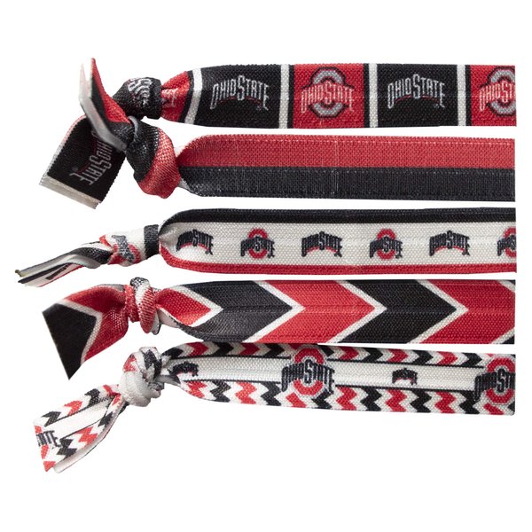 Littlearth womens NCAA Ohio State Buckeyes Knotted Hair Tie Set, Team Color, Set of 5