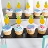 24Pcs Luau 3D Pineapple Cupcake Toppers Tropical Pineapple Leaf Aloha Cupcake Picks for Summer Hawaiian Luau Tropical Theme Baby Shower Birthday Wedding Party Cake Decorations Supplies