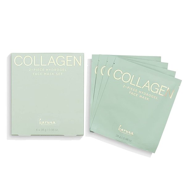 Karuna Skin - COLLAGEN Face Mask Sheets, Hydrogel 2-Piece Facial Mask, Age-Defying, Hydrating, Rejuvenating & Moisturizing Skin Care Essential That Targets Fine Lines & Wrinkles, 4 Packs