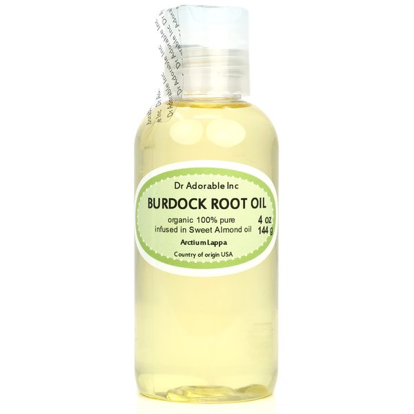 Dr Adorable - 4 oz - Burdock Root Oil - Infused 100% Pure Natural Organic for Skin Hair Nails