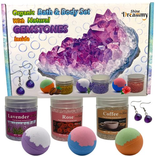 Bath Bombs for Kids, Girls Women. Organic Handmade Fun Bubble Bath with Surprise Jewelry Toys Inside!.Includes 3 Natural Bath Salts. Relaxing Soaking Himalayan Salts.Girls Birthday Christmas Gift Idea