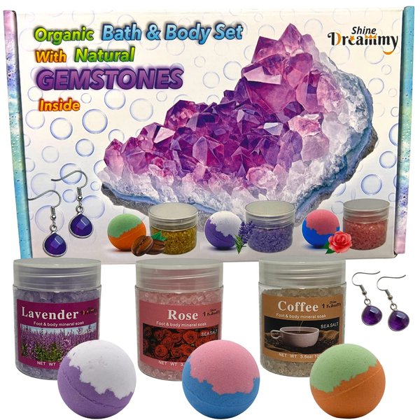 Bath Bombs for Kids, Girls Women. Organic Handmade Fun Bubble Bath with Surprise Jewelry Toys Inside!.Includes 3 Natural Bath Salts. Relaxing Soaking Himalayan Salts.Girls Birthday Christmas Gift Idea