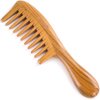 Hair Comb for Curly Hair - Breezelike Wide Tooth Wooden Detangling Comb - 8" Big Size No Static Natural Sandalwood Comb for Women and Men
