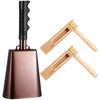 3 PCS Noise Maker Kit, 10 inch Metal Cowbell and Wooden Spinning Rattle Ratchet, Cowbell with Handle, Traditional Matraca Toy, Cheering Percussion Musical Instrument