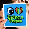 3dRose Greeting Cards - Bright Eye Heart I Love Being a Vegan - 12 Pack - Eye Heart I Love Designs